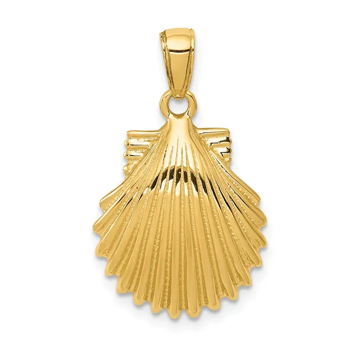 PreStyled Sets Qgold 14k Yellow Gold 15 mm Scallop Shell Pendant 245 grams PreStyled Sets Qgold 14k Yellow Gold 15 mm Scallop Shell Pendant 245 grams