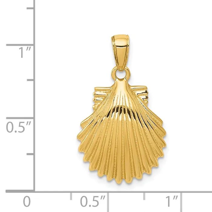PreStyled Sets Qgold 14k Yellow Gold 15 mm Scallop Shell Pendant 245 grams PreStyled Sets Qgold 14k Yellow Gold 15 mm Scallop Shell Pendant 245 grams