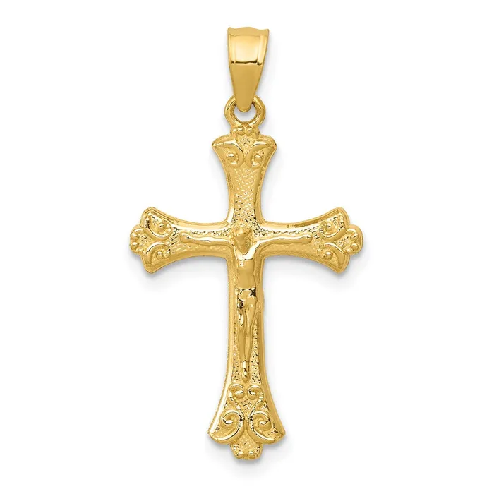 PreStyled Sets Qgold 14k Yellow Gold 16 mm Crucifix Pendant 094 grams