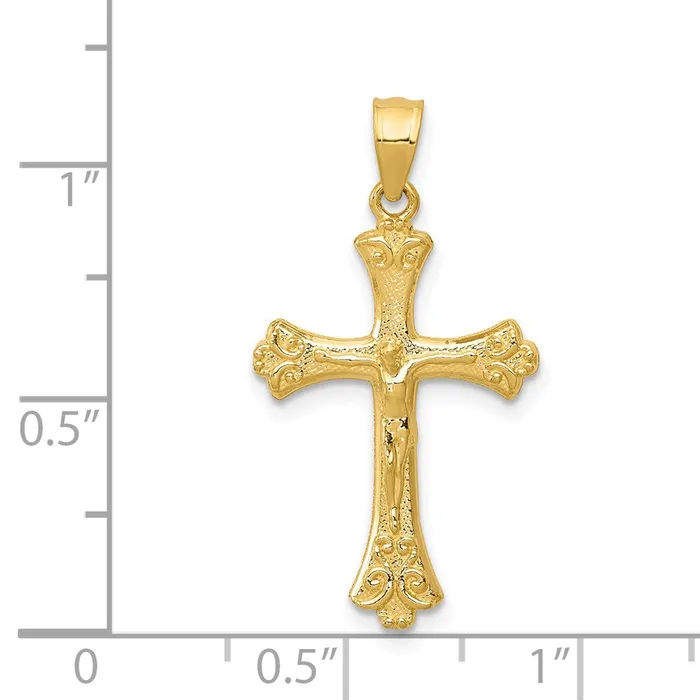 PreStyled Sets Qgold 14k Yellow Gold 16 mm Crucifix Pendant 094 grams PreStyled Sets Qgold 14k Yellow Gold 16 mm Crucifix Pendant 094 grams