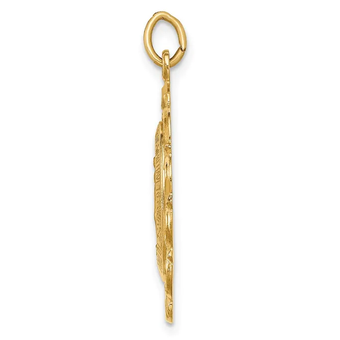 PreStyled Sets Qgold 14k Yellow Gold 172 mm Solid PolishedSatin Fancy Pierced Oval Miraculous Medal 19 grams