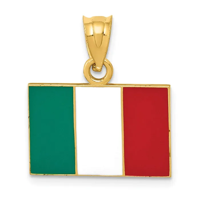PreStyled Sets Qgold 14k Yellow Gold 18 mm Solid Enameled Italy Flag Pendant 154 grams PreStyled Sets Qgold 14k Yellow Gold 18 mm Solid Enameled Italy Flag Pendant 154 grams