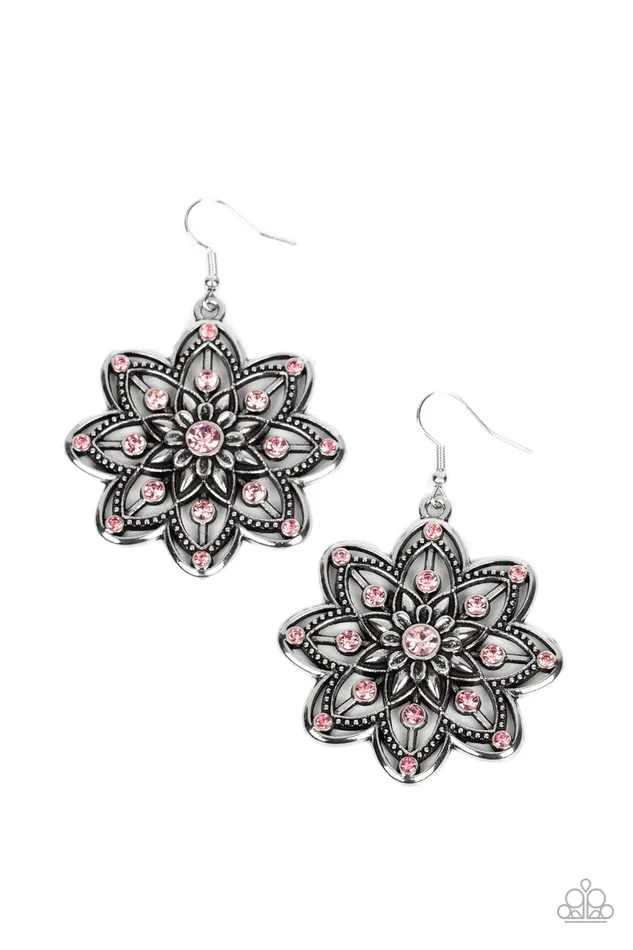 Prismatic Perennial Pink Rhinestone Silver Flower Earrings Paparazzi Paparazzi Accessories Earrings Prismatic Perennial Pink Rhinestone Silver Flower Earrings Paparazzi Paparazzi Accessories Earrings