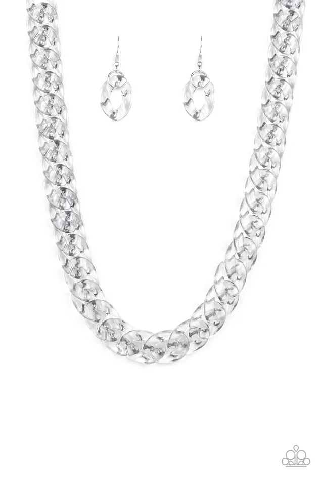 Put it on Ice Paparazzi Silver Acrylic Link Necklace Paparazzi Accessories Necklaces Put it on Ice Paparazzi Silver Acrylic Link Necklace Paparazzi Accessories Necklaces