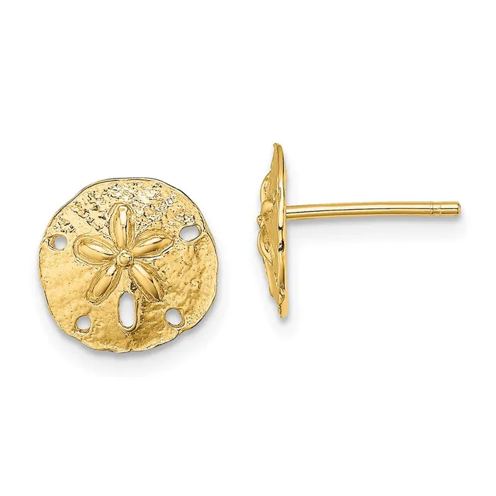 Qgold 10k Yellow Gold 10 mm Polished Mini Sand Dollar Post Earrings 098 grams Earrings Qgold 10k Yellow Gold 10 mm Polished Mini Sand Dollar Post Earrings 098 grams Earrings