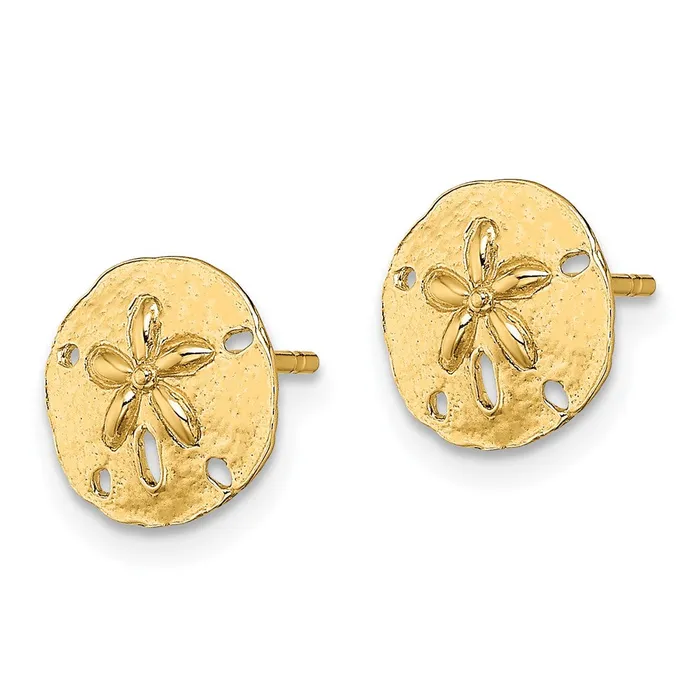 Qgold 10k Yellow Gold 10 mm Polished Mini Sand Dollar Post Earrings 098 grams Earrings Qgold 10k Yellow Gold 10 mm Polished Mini Sand Dollar Post Earrings 098 grams Earrings