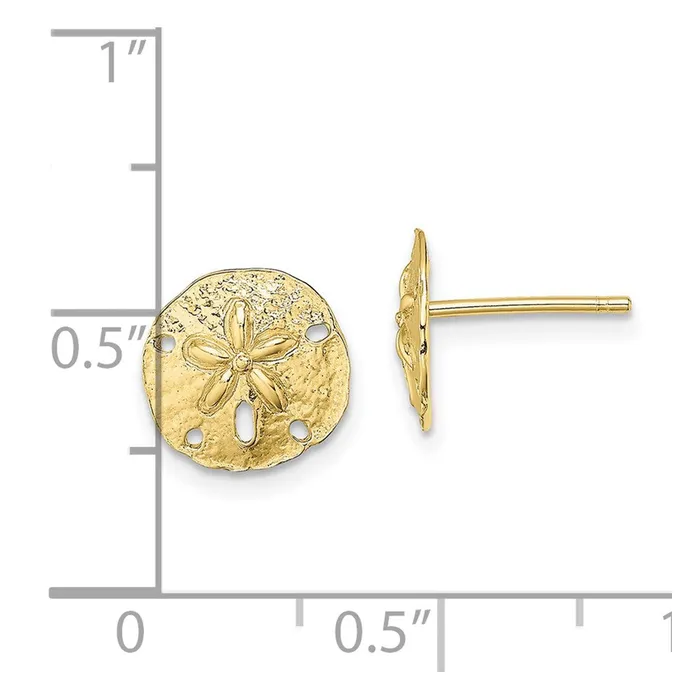 Qgold 10k Yellow Gold 10 mm Polished Mini Sand Dollar Post Earrings 098 grams Earrings Qgold 10k Yellow Gold 10 mm Polished Mini Sand Dollar Post Earrings 098 grams Earrings