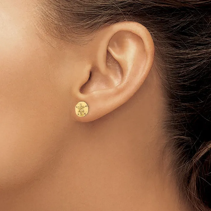 Qgold 10k Yellow Gold 10 mm Polished Mini Sand Dollar Post Earrings 098 grams Earrings Qgold 10k Yellow Gold 10 mm Polished Mini Sand Dollar Post Earrings 098 grams Earrings
