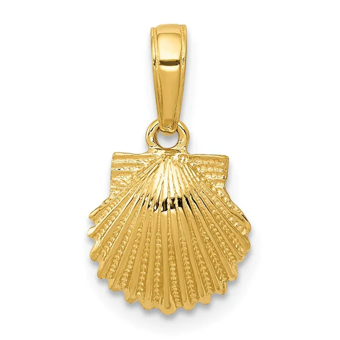 Qgold 10k Yellow Gold 10 mm Scallop Shell Pendant 065 grams PreStyled Sets Qgold 10k Yellow Gold 10 mm Scallop Shell Pendant 065 grams PreStyled Sets