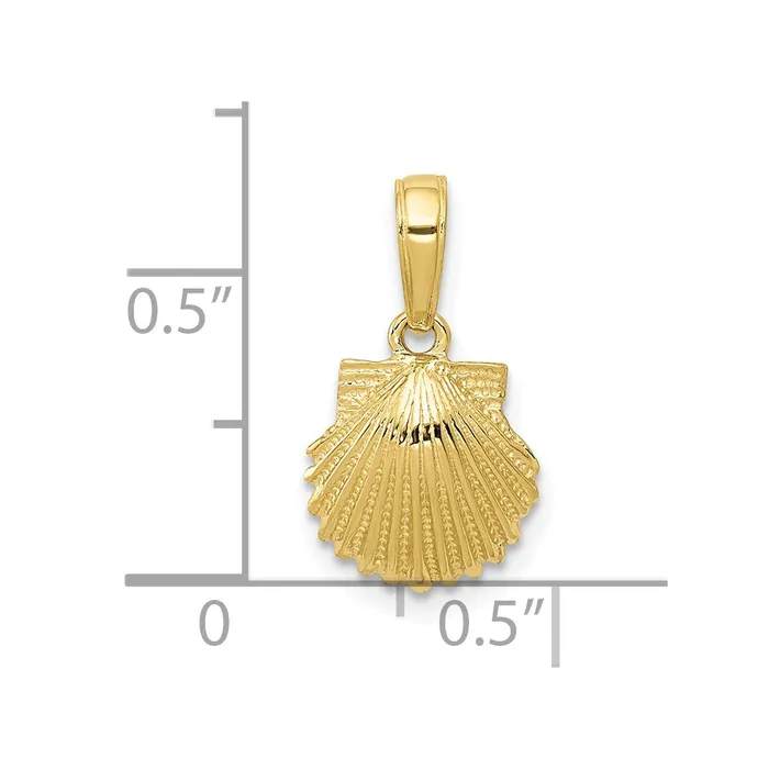 Qgold 10k Yellow Gold 10 mm Scallop Shell Pendant 065 grams PreStyled Sets Qgold 10k Yellow Gold 10 mm Scallop Shell Pendant 065 grams PreStyled Sets