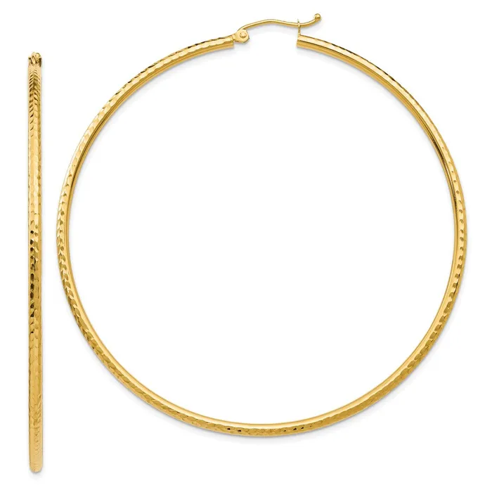 Qgold 10k Yellow Gold 2 mm Round Tube Hoop Earrings 268 grams Earrings