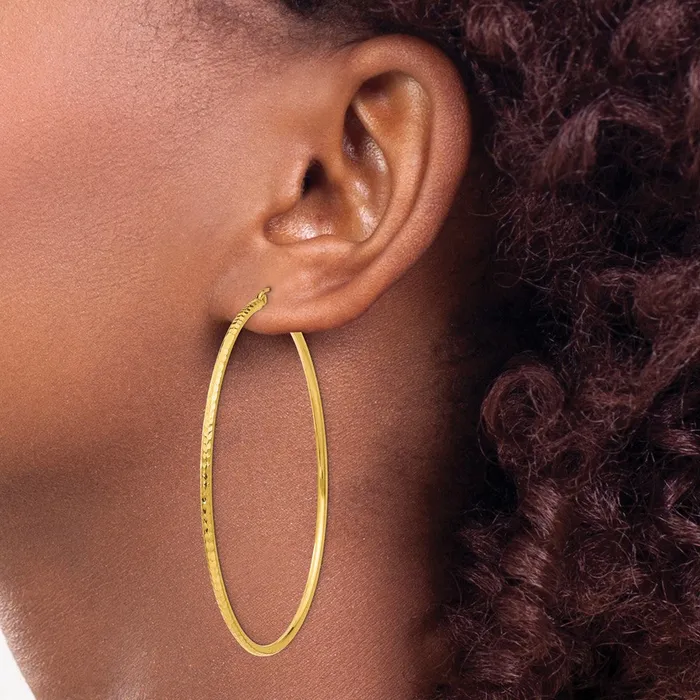 Qgold 10k Yellow Gold 2 mm Round Tube Hoop Earrings 268 grams Earrings Qgold 10k Yellow Gold 2 mm Round Tube Hoop Earrings 268 grams Earrings