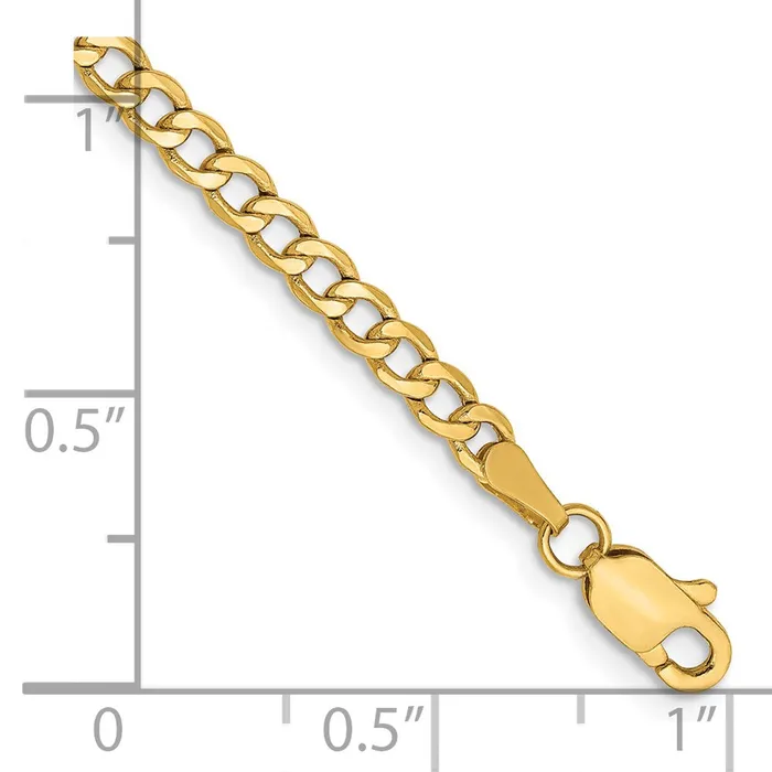 Qgold 14k 285mm SemiSolid Curb Chain Bracelet 133 grams Bracelets Qgold 14k 285mm SemiSolid Curb Chain Bracelet 133 grams Bracelets
