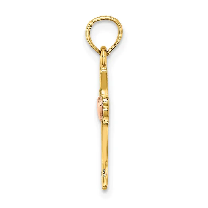 Qgold 14k Twotone 10 mm TwoTone w Heart In Cross Charm 076 grams Rings Qgold 14k Twotone 10 mm TwoTone w Heart In Cross Charm 076 grams Rings
