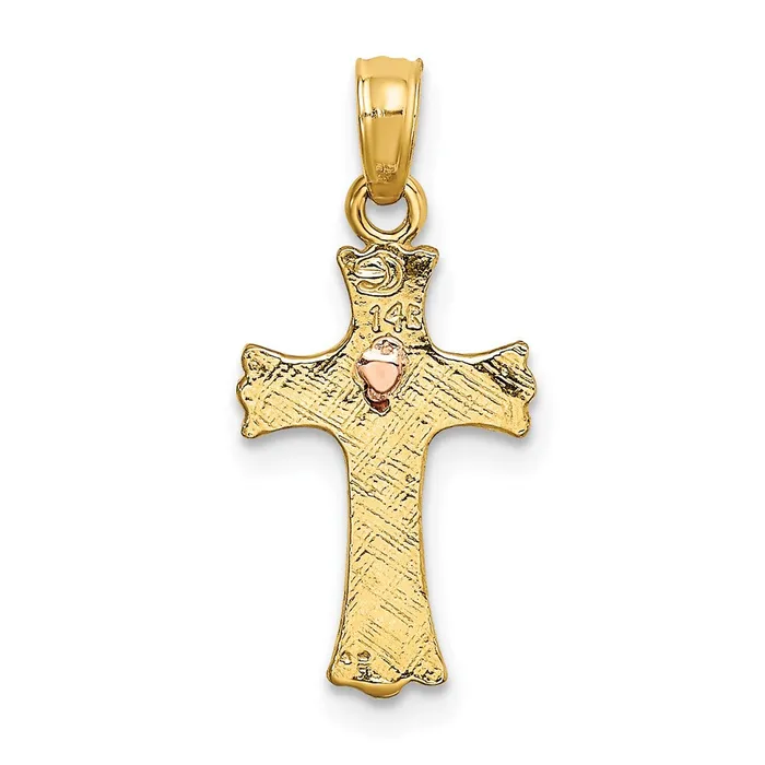 Qgold 14k Twotone 10 mm TwoTone w Heart In Cross Charm 076 grams Rings Qgold 14k Twotone 10 mm TwoTone w Heart In Cross Charm 076 grams Rings