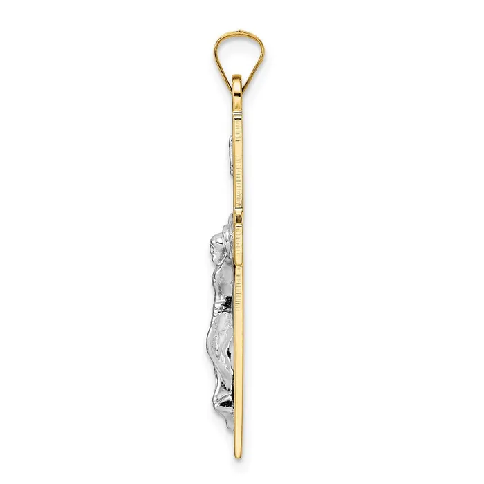 Qgold 14k Twotone 1925 mm Polished Solid INRI Crucifix Pendant 197 grams Rings
