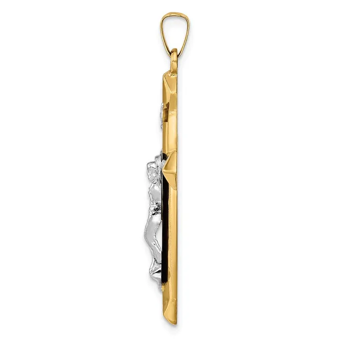 Qgold 14k Twotone 22 mm Polished INRI Crucifix Pendant 136 grams Rings