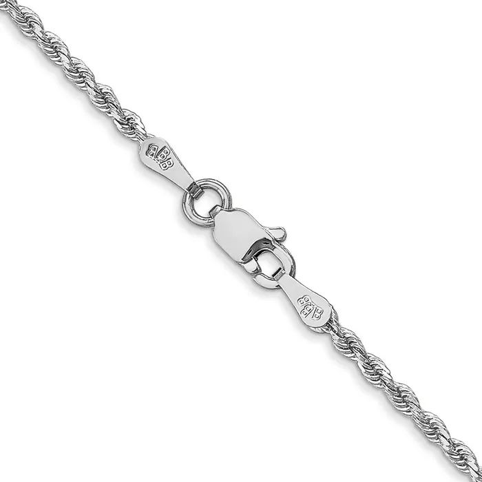 Qgold 14k White Gold 175 mm Diamondcut Rope with Lobster Clasp Chain 396 grams Rings Qgold 14k White Gold 175 mm Diamondcut Rope with Lobster Clasp Chain 396 grams Rings
