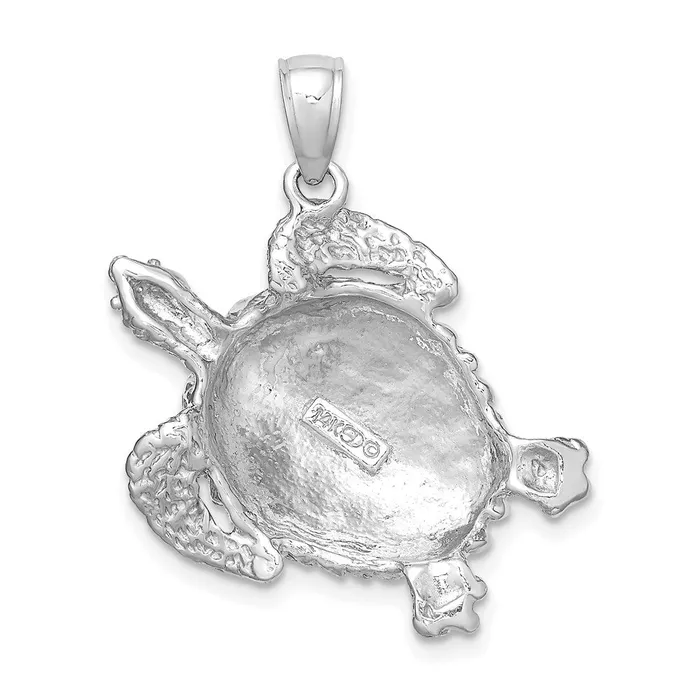 Qgold 14k White Gold 264 mm Textured Sea Turtle Charm 357 grams Charm Necklaces Qgold 14k White Gold 264 mm Textured Sea Turtle Charm 357 grams Charm Necklaces