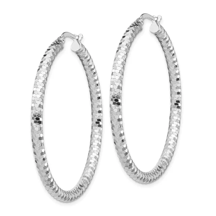 Qgold 14k White Gold 35 mm Diamondcut Hoop Earrings 441 grams Earrings Qgold 14k White Gold 35 mm Diamondcut Hoop Earrings 441 grams Earrings