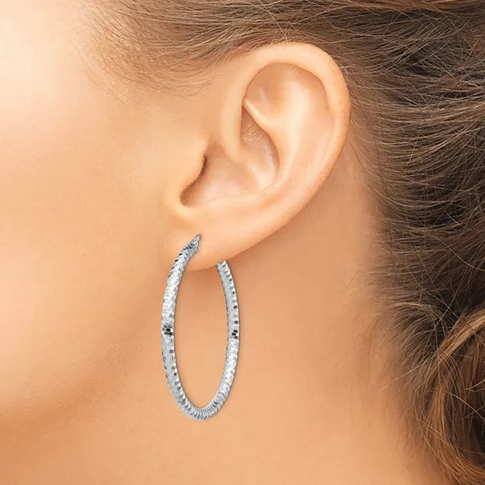 Qgold 14k White Gold 35 mm Diamondcut Hoop Earrings 441 grams Earrings Qgold 14k White Gold 35 mm Diamondcut Hoop Earrings 441 grams Earrings