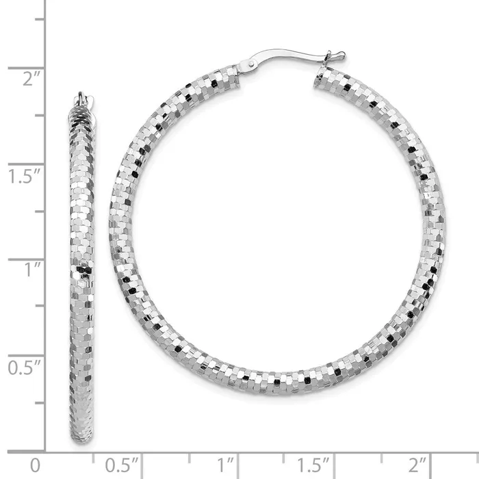 Qgold 14k White Gold 35 mm Diamondcut Hoop Earrings 441 grams Earrings Qgold 14k White Gold 35 mm Diamondcut Hoop Earrings 441 grams Earrings