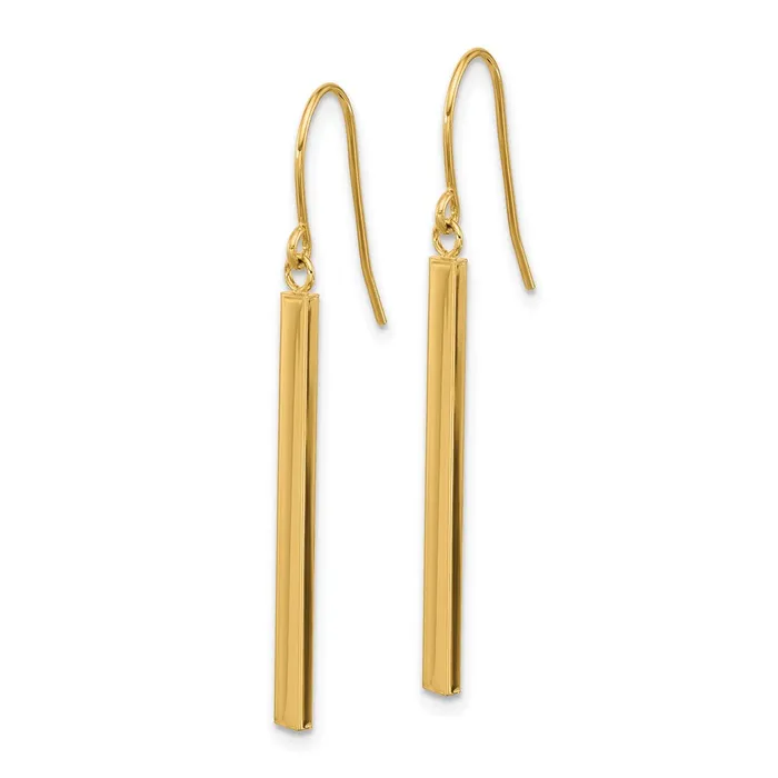 Qgold 14k Yellow Gold 15 mm Bar Dangle Earrings 089 grams Earrings