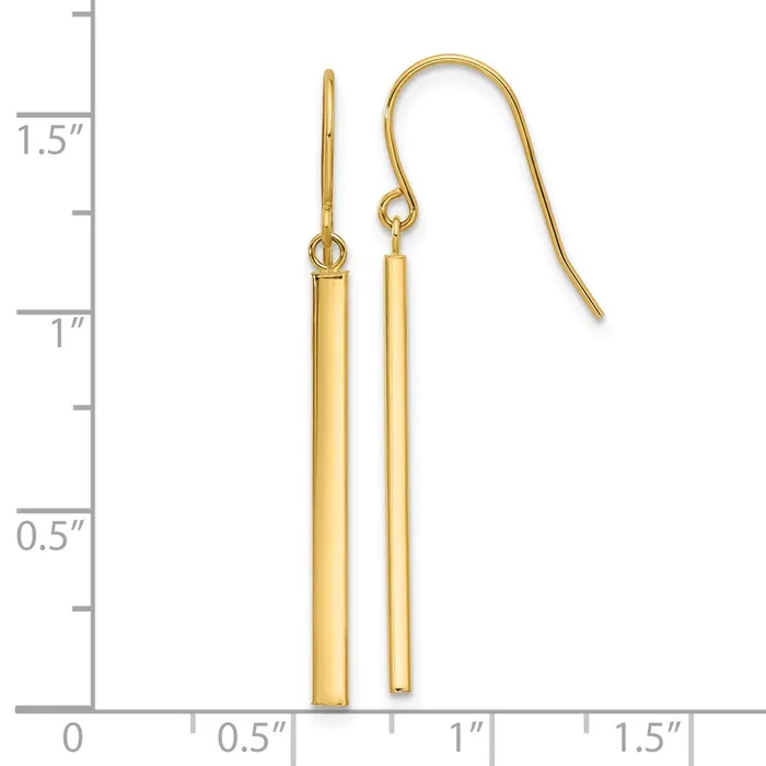 Qgold 14k Yellow Gold 15 mm Bar Dangle Earrings 089 grams Earrings
