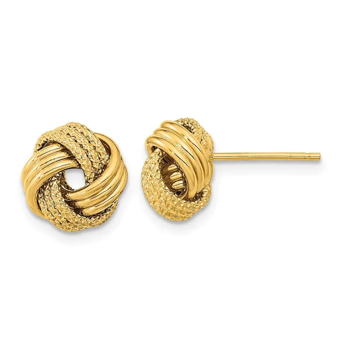 Qgold 14k Yellow Gold 105 mm Polished Textured Love Knot Post Earrings 205 grams Earrings Qgold 14k Yellow Gold 105 mm Polished Textured Love Knot Post Earrings 205 grams Earrings