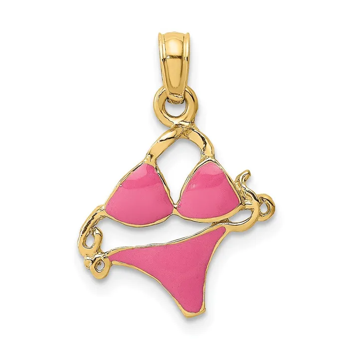 Qgold 14k Yellow Gold 14 mm PinEnameled Bikini Bathing Suit Charm 096 grams Charm Necklaces Qgold 14k Yellow Gold 14 mm PinEnameled Bikini Bathing Suit Charm 096 grams Charm Necklaces