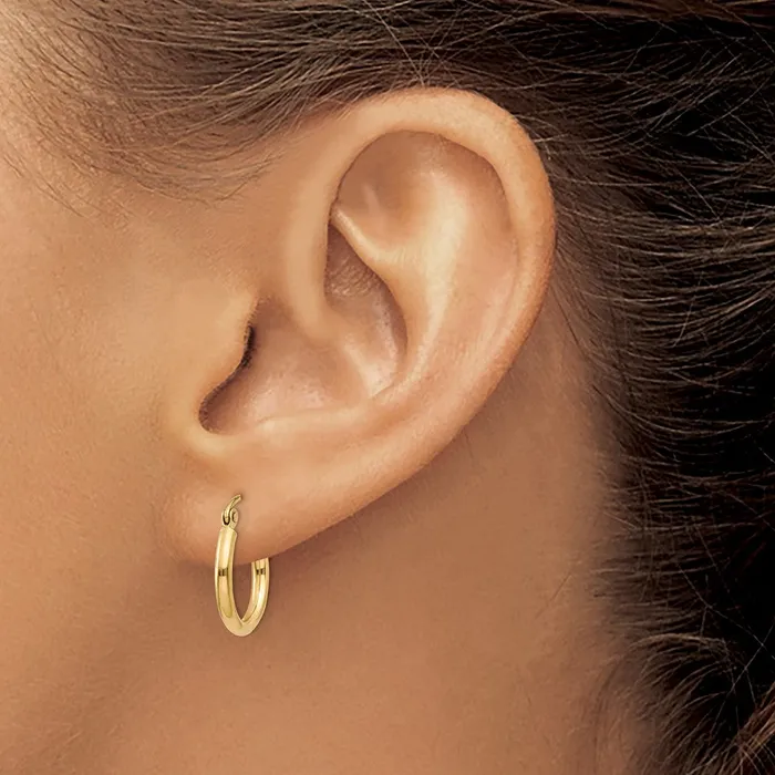 Qgold 14k Yellow Gold 15 mm Lightweight Tube Hoop Earrings 084 grams Earrings Qgold 14k Yellow Gold 15 mm Lightweight Tube Hoop Earrings 084 grams Earrings