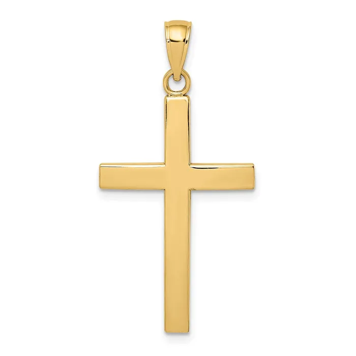 Qgold 14k Yellow Gold 175 mm Polished Beveled Cross Charm 264 grams Charm Necklaces