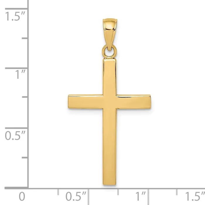 Qgold 14k Yellow Gold 175 mm Polished Beveled Cross Charm 264 grams Charm Necklaces Qgold 14k Yellow Gold 175 mm Polished Beveled Cross Charm 264 grams Charm Necklaces