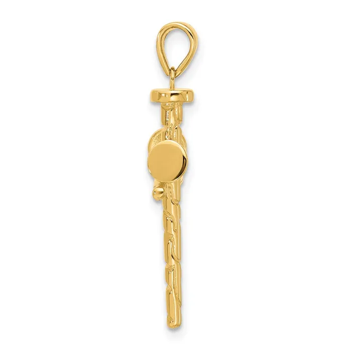 Qgold 14k Yellow Gold 17 mm Polished and Textured Nails Cross Pendant 258 grams Necklaces Qgold 14k Yellow Gold 17 mm Polished and Textured Nails Cross Pendant 258 grams Necklaces