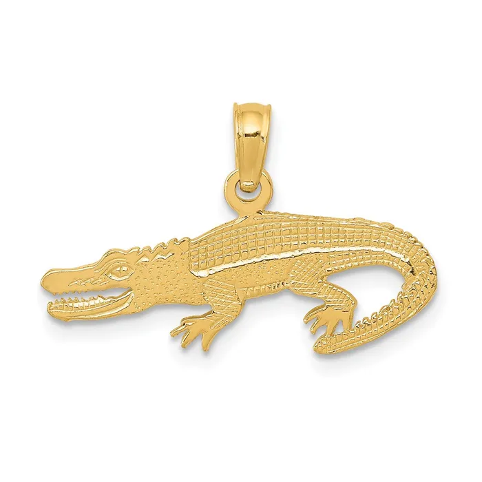 Qgold 14k Yellow Gold 225 mm Textured Alligator Pendant 084 grams PreStyled Sets Qgold 14k Yellow Gold 225 mm Textured Alligator Pendant 084 grams PreStyled Sets