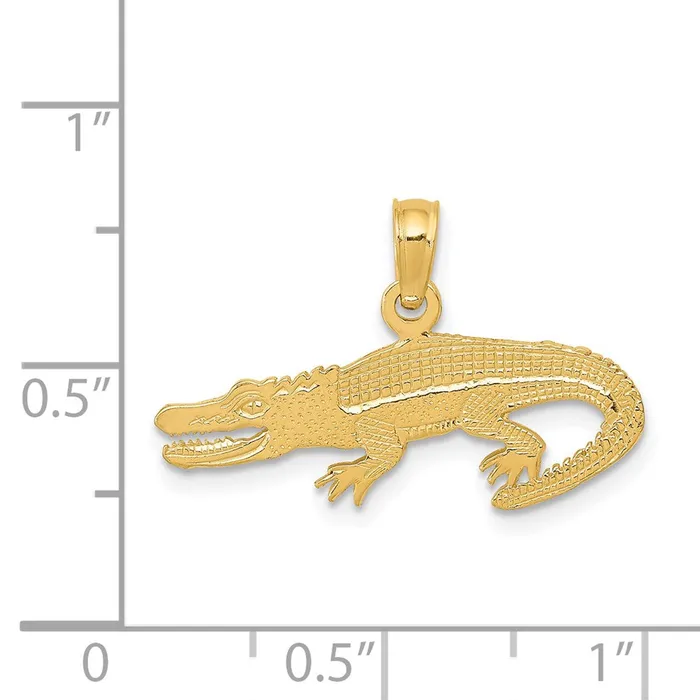 Qgold 14k Yellow Gold 225 mm Textured Alligator Pendant 084 grams PreStyled Sets Qgold 14k Yellow Gold 225 mm Textured Alligator Pendant 084 grams PreStyled Sets