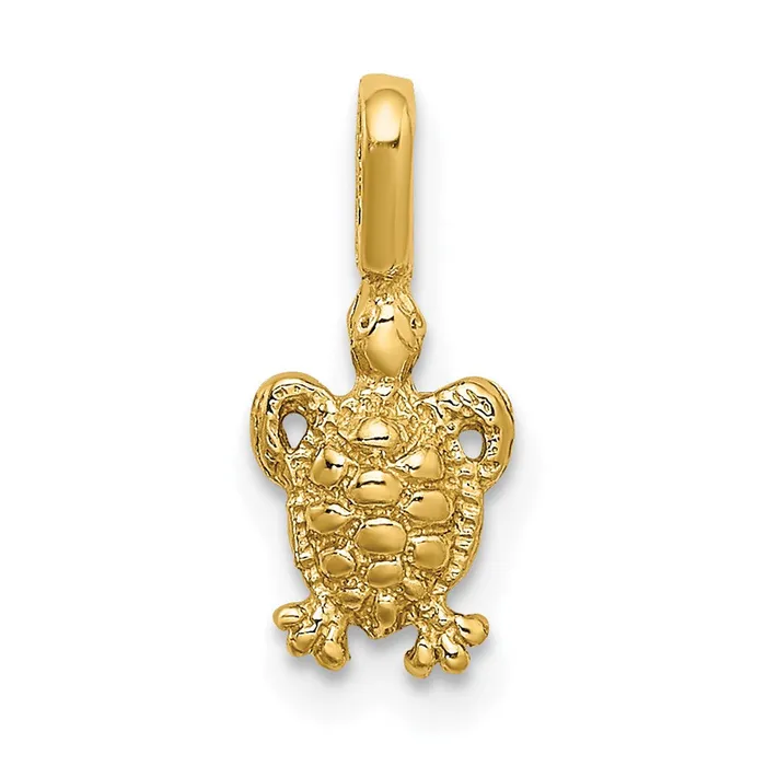 Qgold 14k Yellow Gold 62 mm Mini Sea Turtle with Fixed Bail Charm 034 grams Charm Necklaces Qgold 14k Yellow Gold 62 mm Mini Sea Turtle with Fixed Bail Charm 034 grams Charm Necklaces