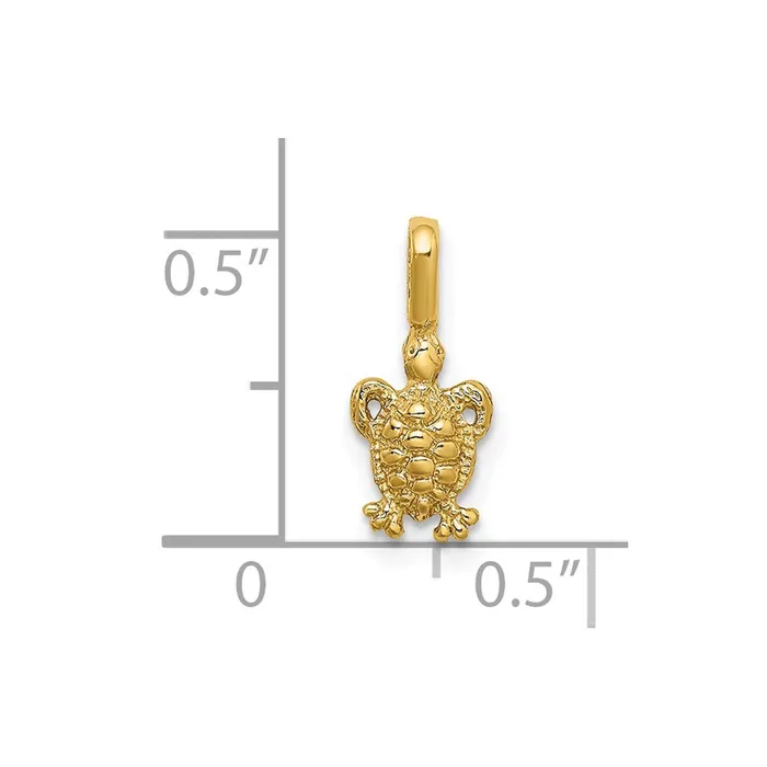 Qgold 14k Yellow Gold 62 mm Mini Sea Turtle with Fixed Bail Charm 034 grams Charm Necklaces Qgold 14k Yellow Gold 62 mm Mini Sea Turtle with Fixed Bail Charm 034 grams Charm Necklaces
