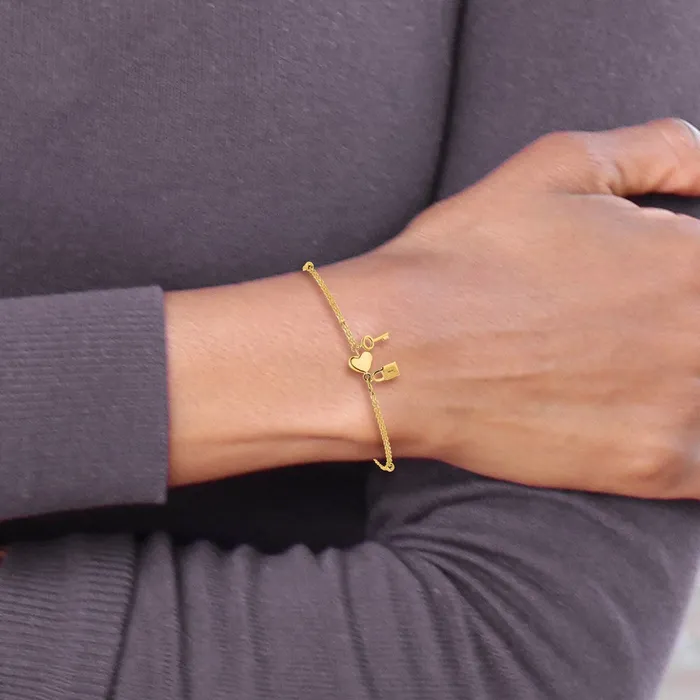 Qgold 14k Yellow Gold 8 mm Polished and Diamondcut Heart Lock and Key w 5in ext Bracelet 156 grams Bracelets Qgold 14k Yellow Gold 8 mm Polished and Diamondcut Heart Lock and Key w 5in ext Bracelet 156 grams Bracelets