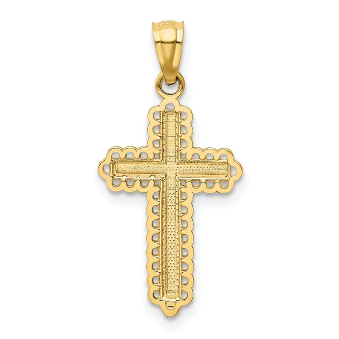 Qgold 14k Yellow Rhodium 13 mm Diamond Cut Cross Pendant 065 grams Necklaces