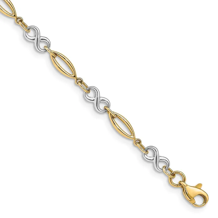 Qgold Bracelets 14k Twotone 4 mm Polished Infinity Bracelet 258 grams