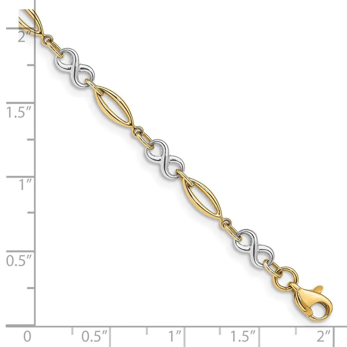 Qgold Bracelets 14k Twotone 4 mm Polished Infinity Bracelet 258 grams Qgold Bracelets 14k Twotone 4 mm Polished Infinity Bracelet 258 grams