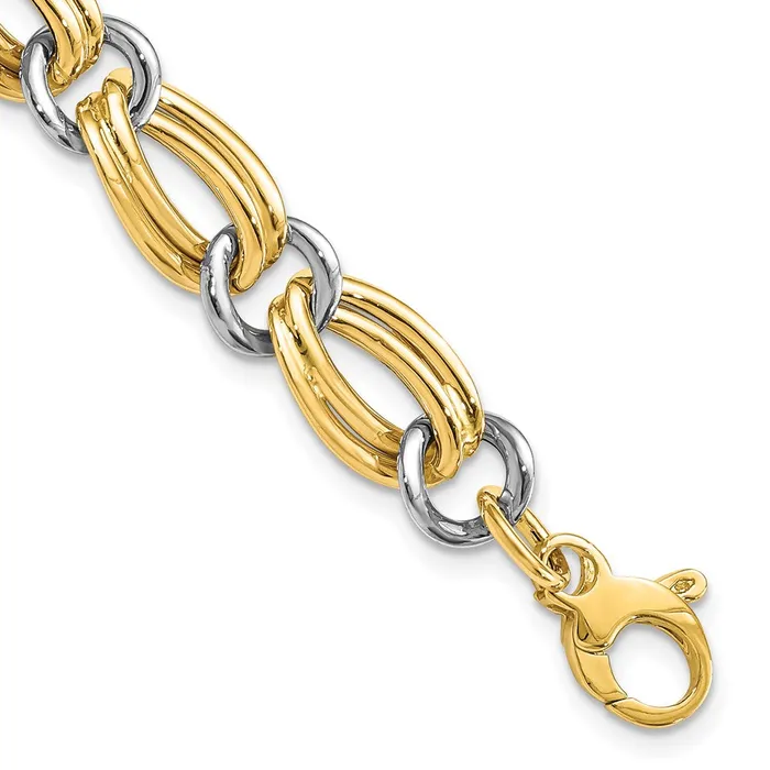Qgold Bracelets 14k Yellow Gold 10 mm Polished Bracelet 562 grams