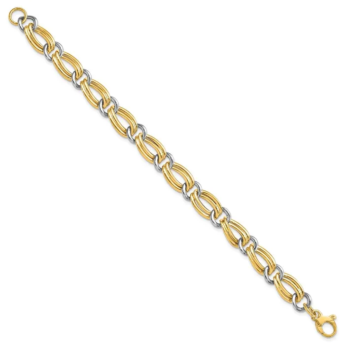 Qgold Bracelets 14k Yellow Gold 10 mm Polished Bracelet 562 grams Qgold Bracelets 14k Yellow Gold 10 mm Polished Bracelet 562 grams