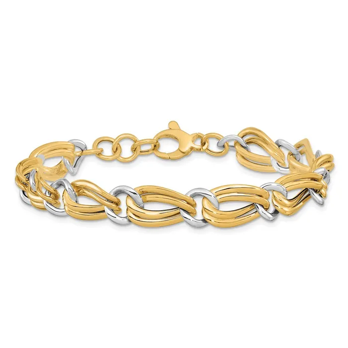Qgold Bracelets 14k Yellow Gold 10 mm Polished Bracelet 562 grams Qgold Bracelets 14k Yellow Gold 10 mm Polished Bracelet 562 grams