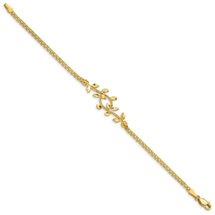 Qgold Bracelets 14k Yellow Gold 13 mm Polished Leaf Bracelet 449 grams Qgold Bracelets 14k Yellow Gold 13 mm Polished Leaf Bracelet 449 grams
