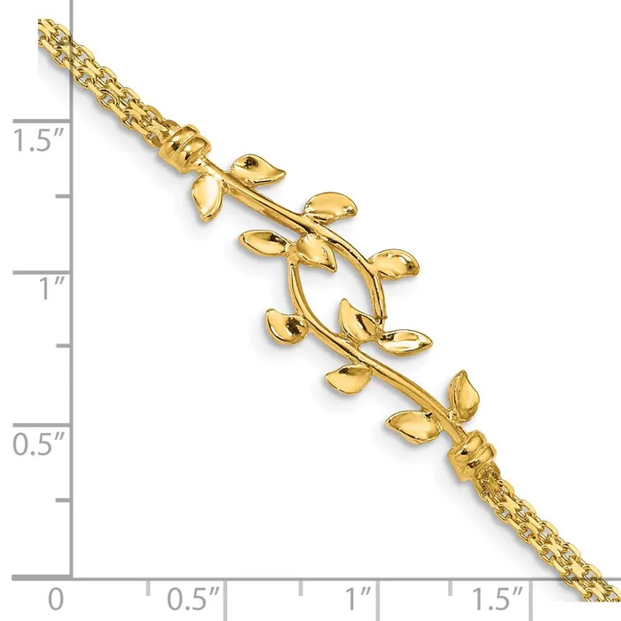 Qgold Bracelets 14k Yellow Gold 13 mm Polished Leaf Bracelet 449 grams Qgold Bracelets 14k Yellow Gold 13 mm Polished Leaf Bracelet 449 grams