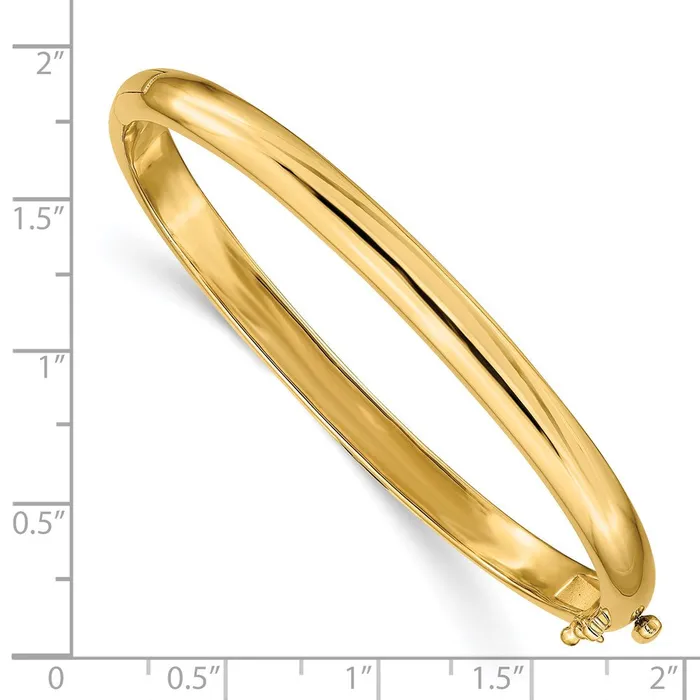 Qgold Bracelets 14k Yellow Gold 56 mm Polished Solid Hinged Bangle Bracelet 3085 grams