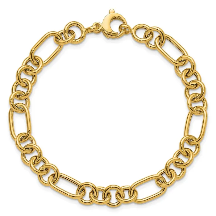 Qgold Bracelets 14k Yellow Gold 79 mm Polished Fancy Link Bracelet 508 grams Qgold Bracelets 14k Yellow Gold 79 mm Polished Fancy Link Bracelet 508 grams