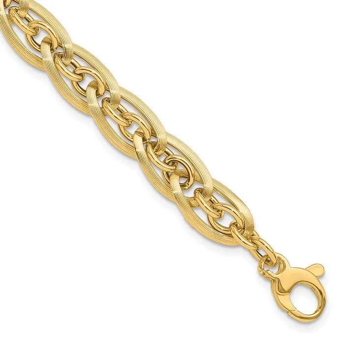 Qgold Bracelets 14k Yellow Gold 8 mm Polished and Grooved w 5 in ext Fancy Link Bracelet 556 grams Qgold Bracelets 14k Yellow Gold 8 mm Polished and Grooved w 5 in ext Fancy Link Bracelet 556 grams